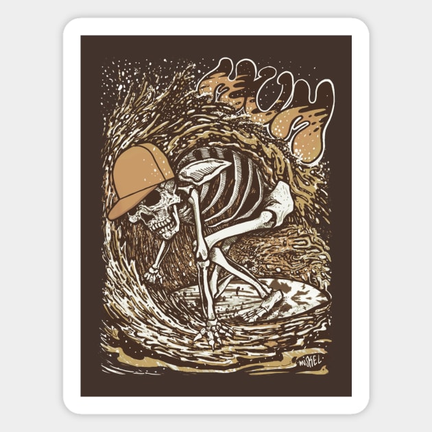 Vintage Surfer Skeleton by miskedesign Magnet by miskel